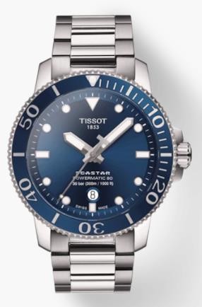 Tissot Gents Seamaster 1000 Power 80 Watch with Blue Dial and Bezel