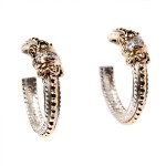 ALWAND VAHAN STERLING SILVER AND 14K YELLOW GOLD DIAMOND HOOP EARRINGS