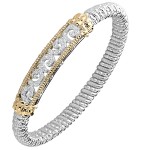 VAHAN STERLING SILVER AND 14K YELLOW GOLD DIAMOND BANGLE BRACELET 6MM