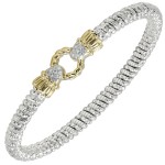 VAHAN STERLING SILVER/14K DIAMOND 4MM CLOSED BRACELET