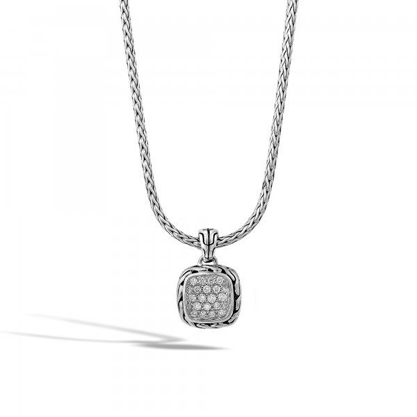 JOHN HARDY CLASSIC CHAIN WITH DIAMOND SQUARE PENDANT