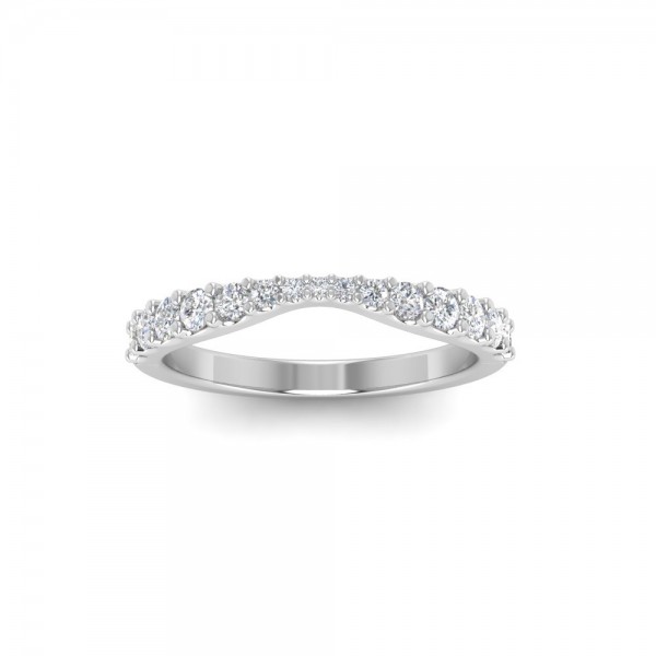 14K WHITE GOLD .34ctw DIAMOND INNER CURVE STRAIGHT BAND