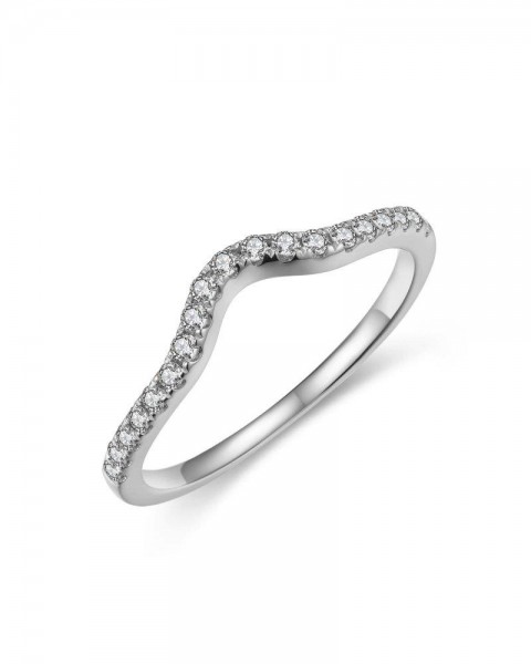 14K WHITE GOLD DIAMOND CURVED BAND