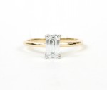 14K YELLOW AND WHITE GOLD EMERALD SOLITAIRE ENGAGEMENT RING