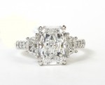 PLATINUM LAB GROWN RADIANT 3-STONE ENGAGMENT RING