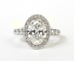 PLATINUM LAB GROWN OVAL DIAMOND WITH NATURAL DIAMOND HALO  ENGAGEMENT RING