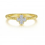 14K YELLOW GOLD DIAMOND CLOVER BUJUKAN BEAD RING