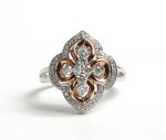 14K WHITE AND ROSE GOLD DIAMOND CLUSTER RING