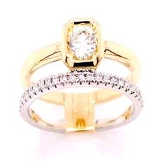 14K TWO TONE DIAMOND DOUBLE STACK RING