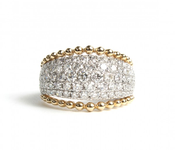 14K TWO TONE DIAMOND DOME RING