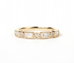 14K YELLOW GOLD BEZEL SET DIAMOND BAND WITH BEADING