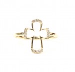 14K YELLOW GOLD DIAMOND CROSS RING