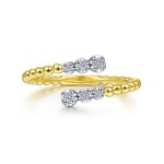 14K TWO TONE DIAMOND BYPASS RING