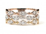 14K TRI-COLOR GOLD  DIAMOND FAUX STACK TRIPLE BAND