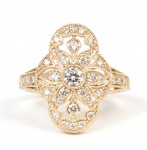 14K YELLOW GOLD DIAMOND FILIGREE RING