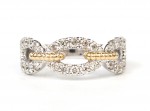 14K TWO TONE DIAMOND LINK RING