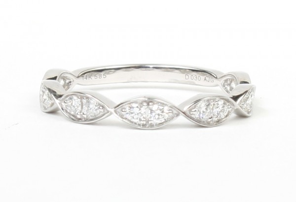 14K White Gold .30Ctw Diamond Stackable Band (14 Diamonds)