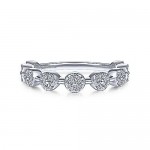 14K White Gold Diamond Cluster Stackable Ring