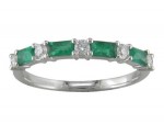 14K WHITE GOLD DIAMOND AND EMERALD STACKABLE BAND