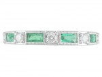 14K WHITE GOLD DIAMOND AND EMERALD BNAD