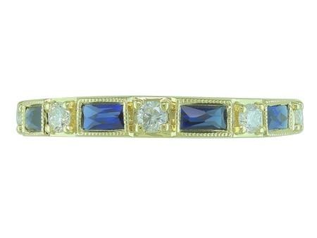 14K YELLOW GOLD DIAMOND AND SAPPHIRE BAND