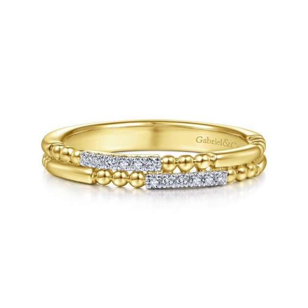 14K YELLOW GOLD DIAMOND DOUBLE STACKABLE RING