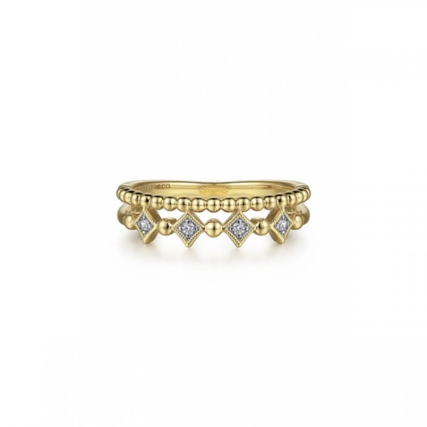 14K YELLOW GOLD DIAMOND DOUBLE STACK RING