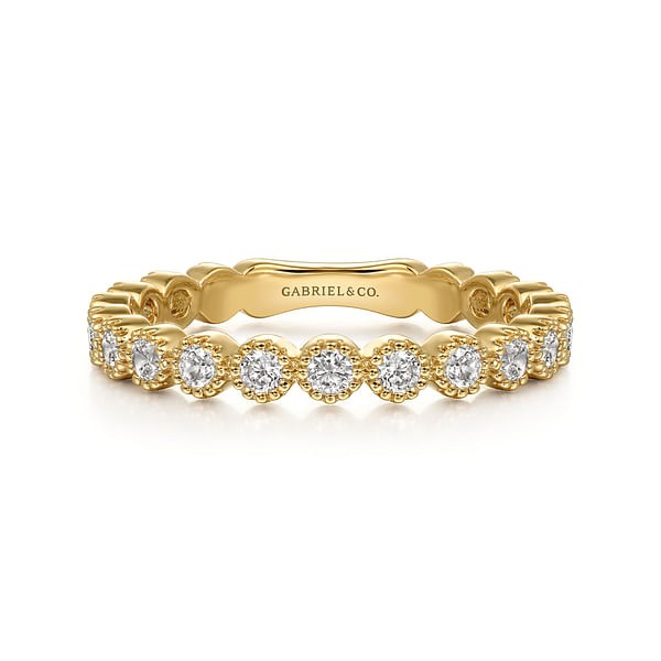 14K YELLOW GOLD DIAMOND BEZEL STACKABLE BAND