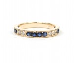 14K YELLOW GOLD DIAMOND AND SAPPHIRE STACKABLE BAND