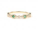 14K YELLOW GOLD DIAMOND AND EMERALD STACKABLE RING