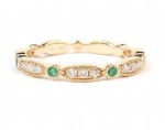 14K YELLOW GOLD DIAMOND AND EMERALD BAND