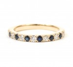 14K YELLOW GOLD DIAMOND AND SAPPHIRE STACKABLE BAND