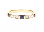 14K YELLOW GOLD DIAMOND AND SAPPHIRE STACKABLE RING