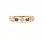 14K YELLOW GOLD DIAMOND AND SAPPHIRE STACKABLE BAND