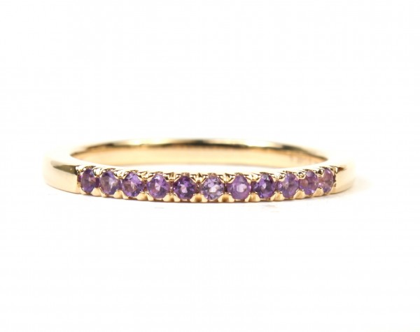 14K YELLOW GOLD 1.5MM AMETHYST STACKABLE RING