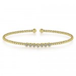 14K YELLOW GOLD DIAMOND BUJUKAN BEAD CUFF BRACELET