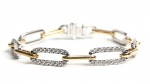 14K TWO TONE DIAMOND PAPERCLIP BRACELET