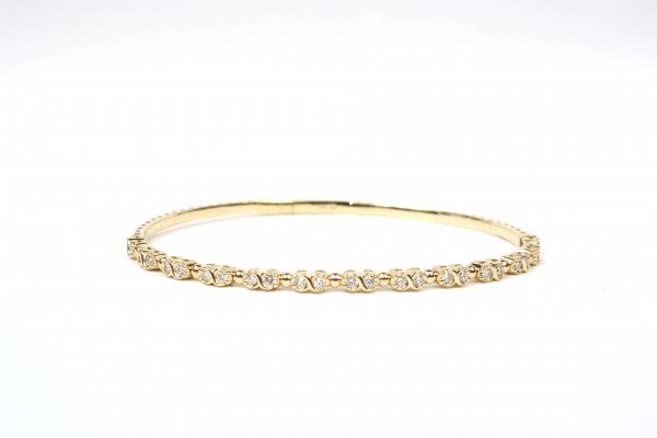 14K YELLOW GOLD 1.00CTW DIAMOND FLEX BANGLE BRACELET