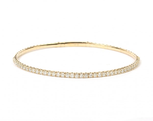 14K YELLOW GOLD DIAMOND FLEXIBLE BANGLE BRACELET 1.61CTW