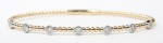 14K TWO TONE DIAMOND STATION FLEXIBLE BANGLE BRACELET .35CTW