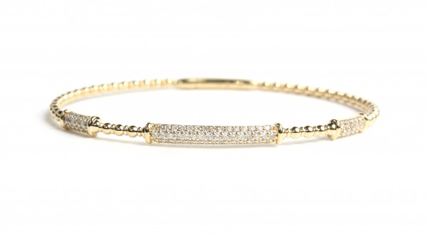 14K YELLOW GOLD DIAMOND FLEXIBLE BAR BANGLE BRACELET