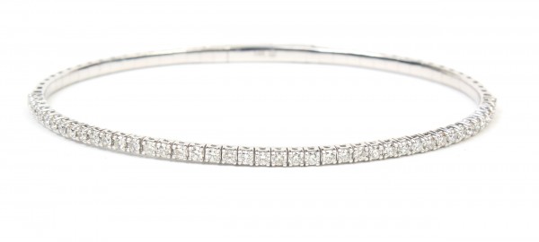 14K WHITE GOLD DIAMOND FLEXIBLE BANGLE BRACELET