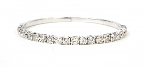 14K WHITE GOLD DIAMOND FLEXIBLE BANGLE BRACELET