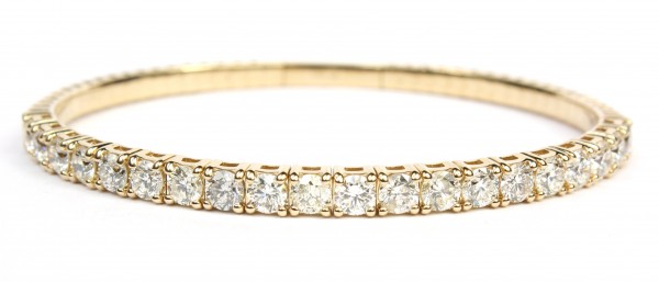 14K YELLOW GOLD DIAMOND FLEXIBLE BANGLE BRACELET