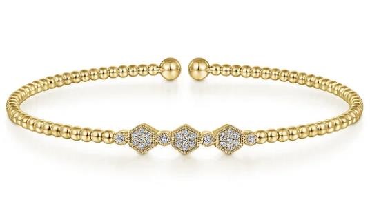 14K YELLOW GOLD DIAMOND BUJUKAN BEADED BRACELET