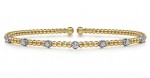 14K YELLOW AND WHITE GOLD DIAMOND BUJUKAN STATION BANGLE