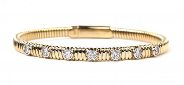 14K TWO TONE DIAMOND FLEXIBLE BANGLE BRACELET