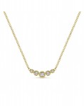 14K YELLOW GOLD BEZEL SET GRADUATED DIAMOND BAR NECKLACE