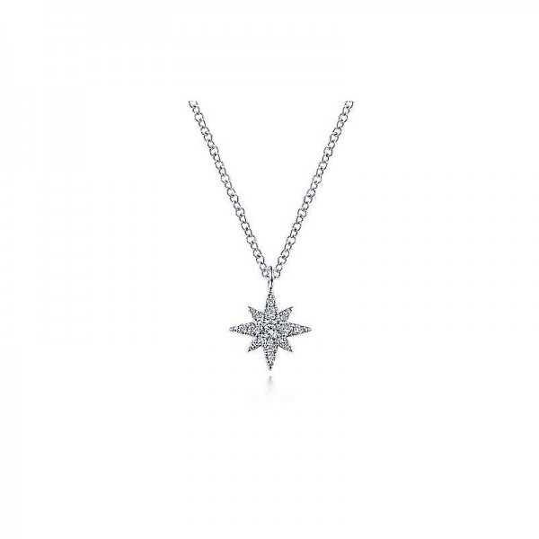 14K WHITE GOLD .11CTW DIAMOND PAVE STAR PENDANT