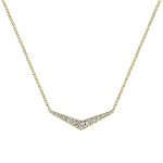 14K GOLD DIAMOND CURVED BAR NECKLACE